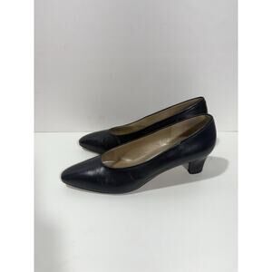 Liz Claiborne Midnight Dark Navy Blue Leather Heels Pumps Shoes Size 8 N